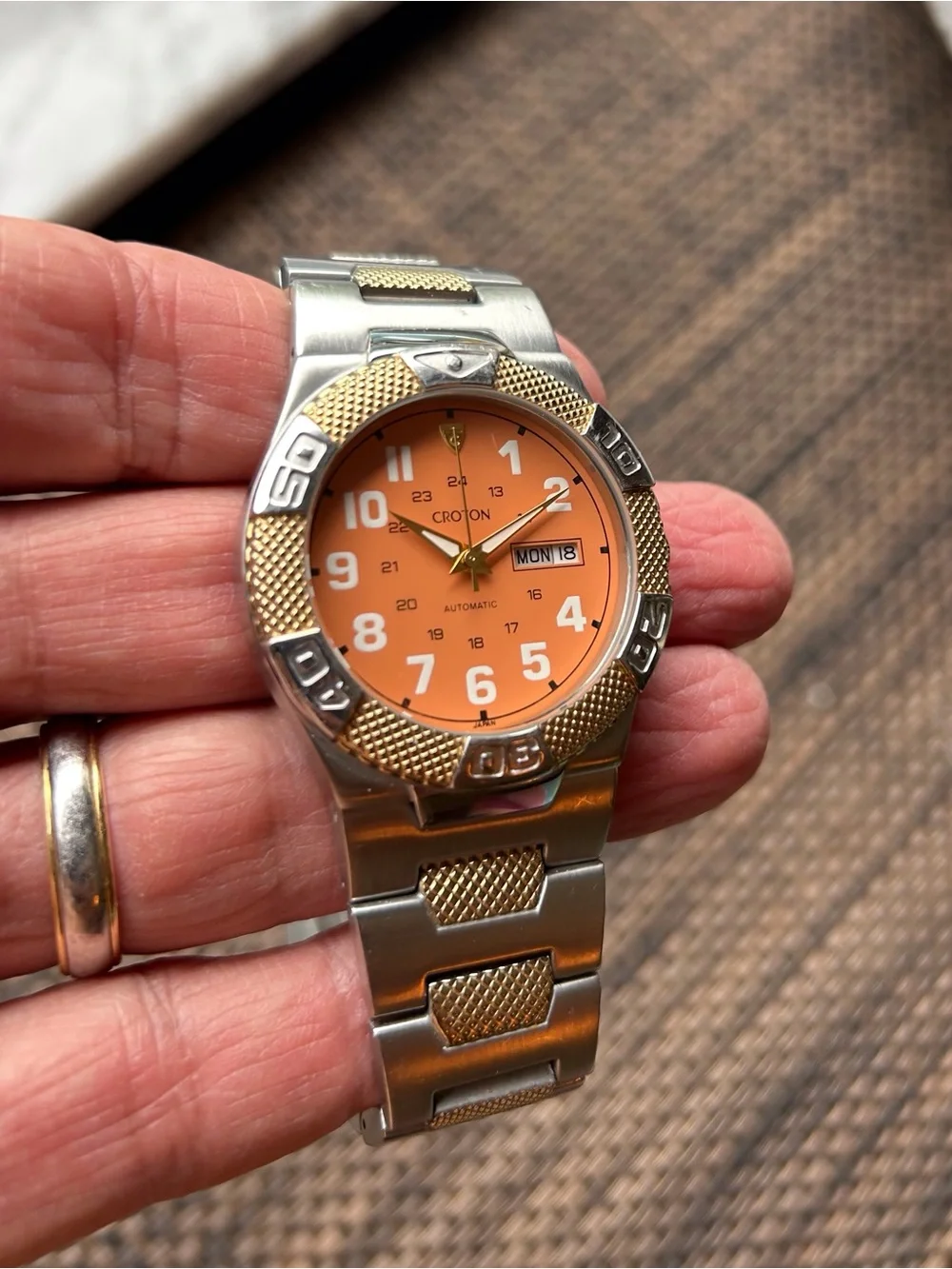 Croton Men’s Two-Tone Bracelet Watch with Orange Dial
